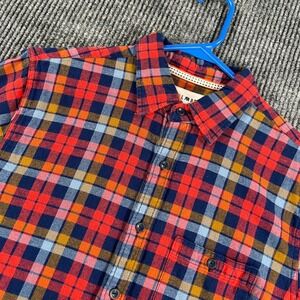 The Normal Brand Shirt Mens Medium‎ Red Blue Plaid Long Sleeve Button Up Casual